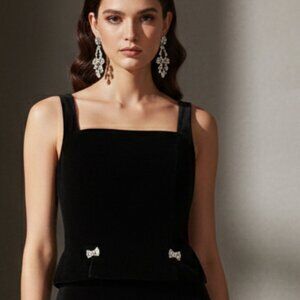 J.R  Nites by Caliendo -- Black Velvet Corset Top